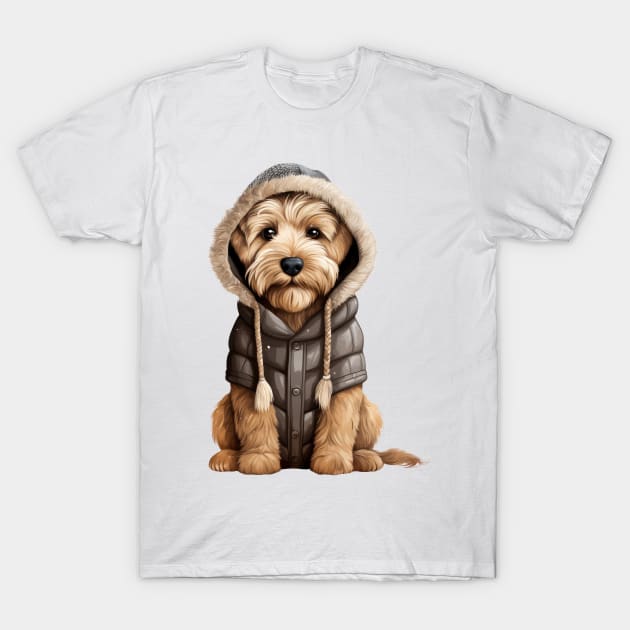 Winter Soft Coated Wheaten Terrier Dog T-Shirt by Chromatic Fusion Studio